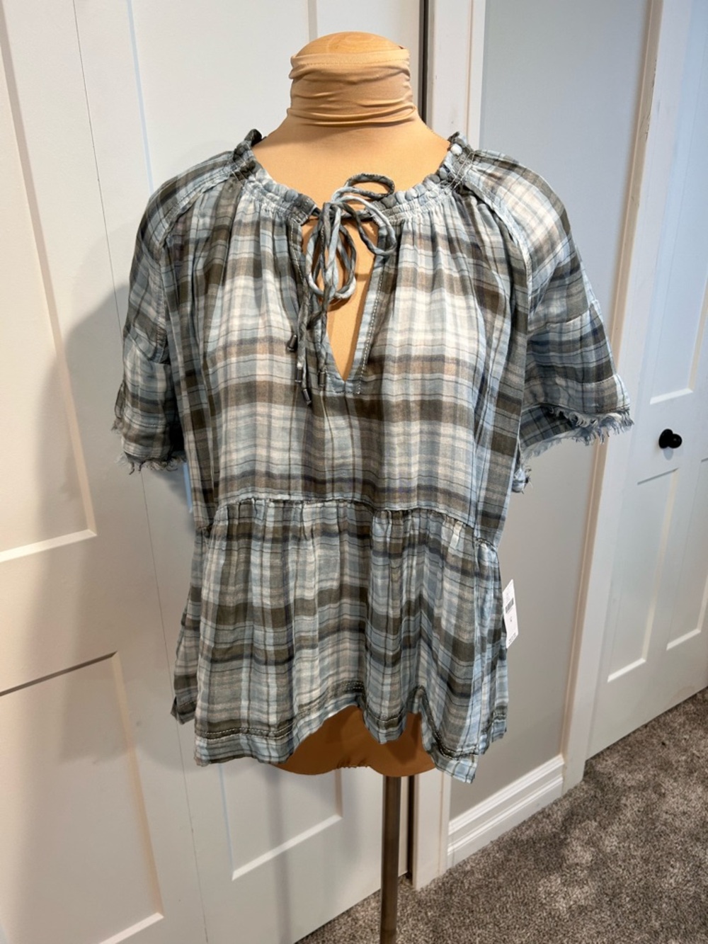 NWT Pilcro by Anthropologie Bette plaid baby doll shirt